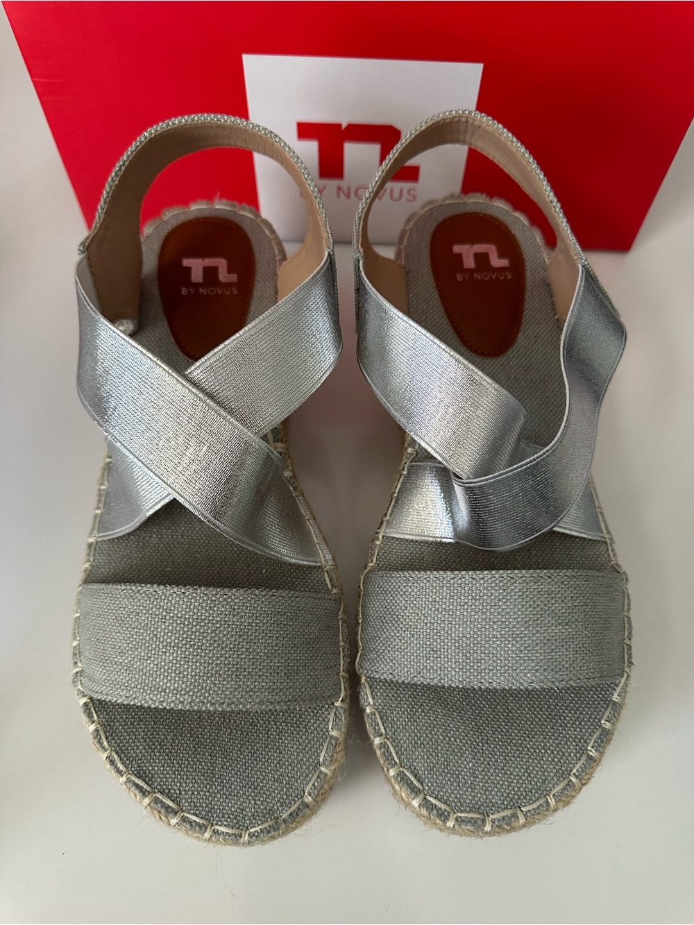 Silver Fabric 👡 Wedge Sandals - Aranza
